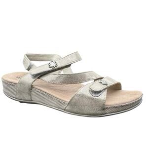 Romika Fidschi Gold Leather Adjustable Wedge Sandals Womens 8 Size 38 Shimmer